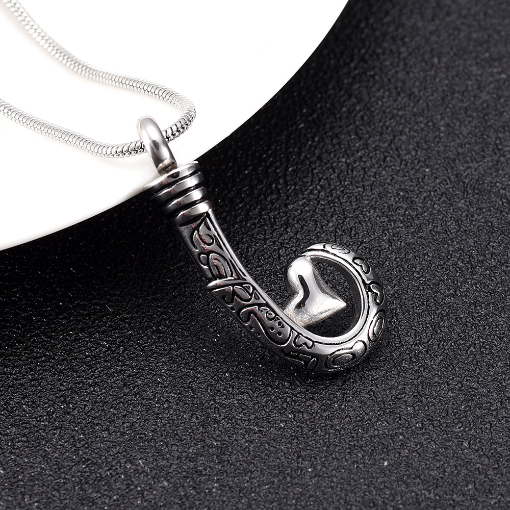 Sterling Silver Fish Hook Memorial Jewelry Pendant Funeral