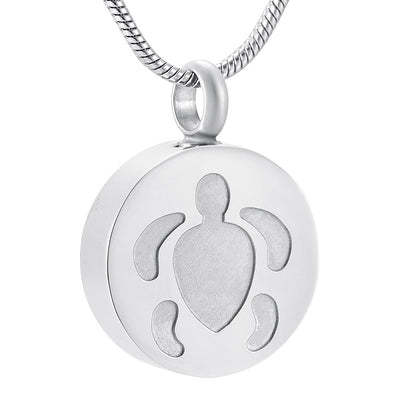 Round Turtle Cremation Necklace